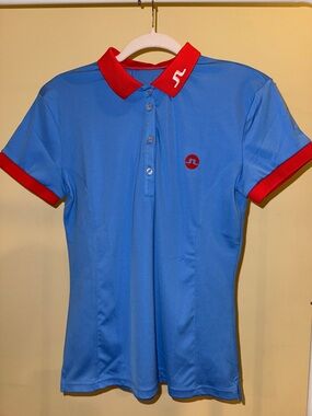 J.Lindeberg Light Blue Polo with Red Trim